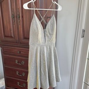 Juniors Elegant Silver/Gold Glitter Dress
